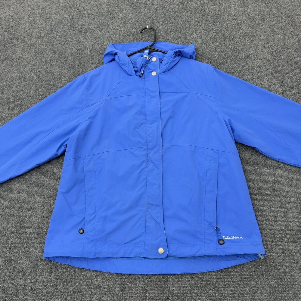 LL Bean Jacket Womens M Blue Nylon Hooded Full Zip Outdoor Gorpcore Style